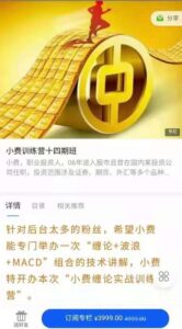 2021年小费老师股票缠论实战训练营14期_拾壹资源网