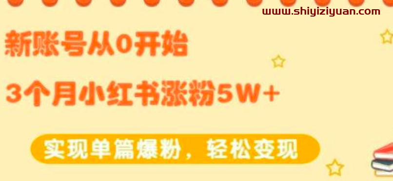 生财小红书涨粉变现:新账号从0开始3个月5W+实现单篇爆粉_拾壹资源网