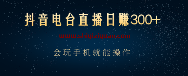 抖音电台直播日赚300+,玩法新颖变现效果好,会玩手机就能操作_拾壹资源网
