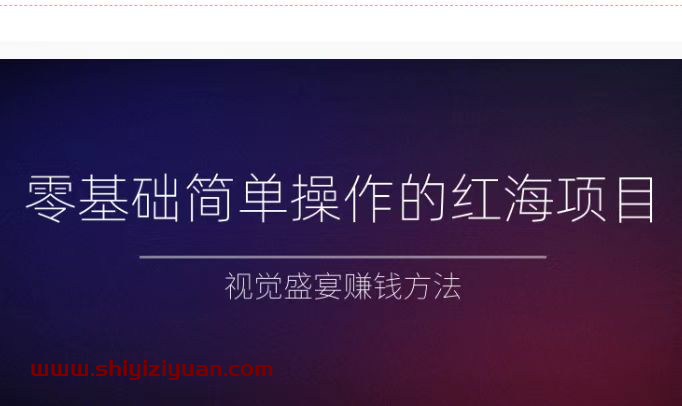 零基础简单操作的红海项目，视觉盛宴赚钱方法_拾壹资源网