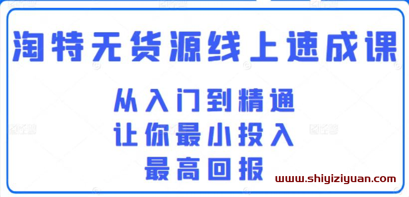 98k学院的淘特无货源线上速成课,从入门到精通,让你最小投入,最高回报_拾壹资源网
