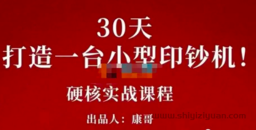 康哥《30天打造一台小型赚钱机器》_拾壹资源网