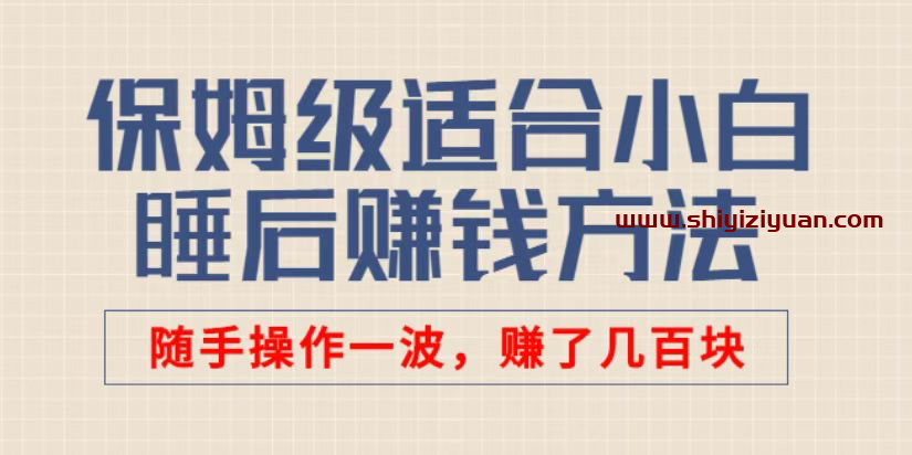 保姆级适合小白的睡后收入副业赚钱思路和方法_拾壹资源网