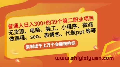普通人日入300+年入百万+39个副业项目_拾壹资源网