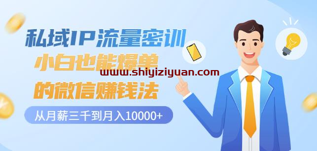 私域IP流量密训：小白也能爆单的微信赚钱法，从月薪三千到月入10000+_拾壹资源网