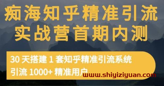 痴海知乎精准引流实战营1-2期，30天搭建1套知乎精准引流系统，引流1000+精准用户_拾壹资源网