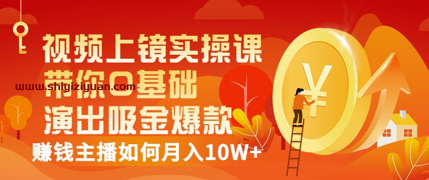 视频上镜实操课：带你0基础演出吸金爆款，赚钱主播如何月入10W+_拾壹资源网