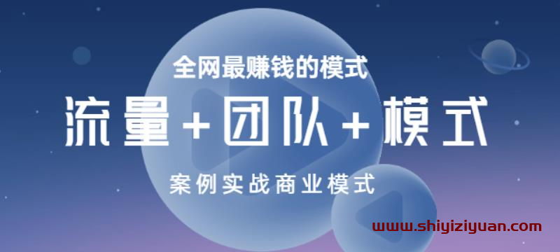 全网最赚钱的模式《流量+团队+模式》案例实战商业模式_拾壹资源网