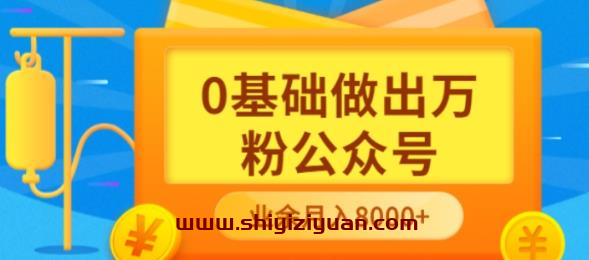 新手小白0基础做出万粉公众号，3个月从10人做到4W 粉，业余时间月入10000_拾壹资源网