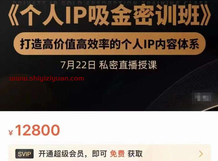 桔子会个人IP吸金密训班，打造高价值高效率的个人IP内容体系（价值12800元）_拾壹资源网