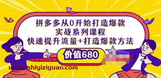 拼多多从0开始打造爆款实战系列课程:快速提升流量+打造爆款方法_拾壹资源网