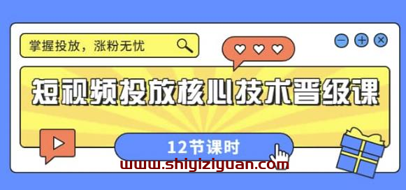 短视频投放核心技术晋级课：掌握投放，涨粉无忧（12节课时）_拾壹资源网