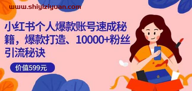 小红书个人爆款账号速成秘籍，爆款打造、10000+粉丝引流秘诀_拾壹资源网