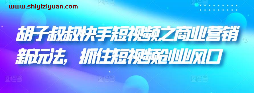 胡子叔叔快手短视频之商业营销新玩法，抓住短视频创业风口_拾壹资源网