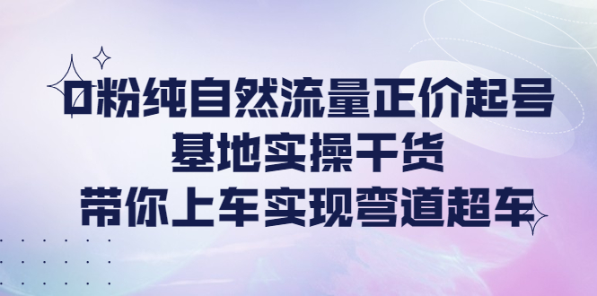 0粉纯自然流量正价起号(大付运营)_拾壹资源网