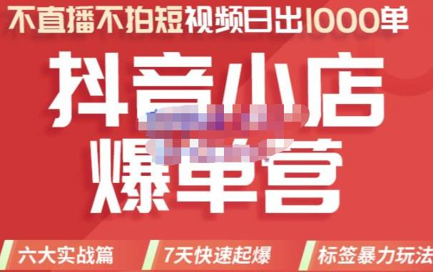 推易电商·2022年抖音小店爆单营【更新10月】，7天快速起爆，标签暴力玩法，日出1000单_拾壹资源网