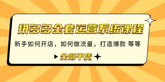 拼多多全套运营系统课程：新手如何开店如何做流量打造爆款等等全部干货_拾壹资源网