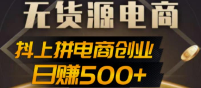 抖上拼无货源电商创业项目、外面收费12800，日赚500+的案例解析参考_拾壹资源网