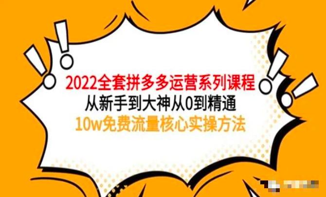 大炮拼多多运营系列课,各类玩法合集,拼多多运营玩法实操_拾壹资源网