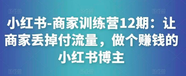 小红书-商家训练营12期:让商家丢掉付流量,做个赚钱的小红书博主_拾壹资源网