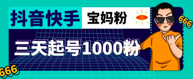 抖音快手三天起号涨粉1000宝妈粉丝的核心方法【详细玩法教程】_拾壹资源网