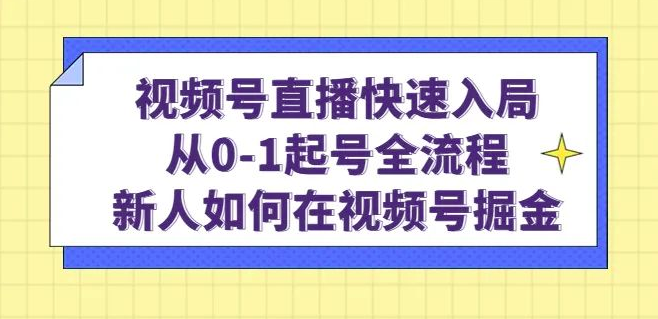 陈大黑牛·视频号直播快速入局:从0-1起号全流程,新人如何在视频号掘金_拾壹资源网
