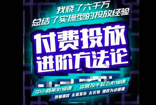 苏酒儿·抖音付费投放进阶课程,烧了六千万总结了实操型投放经验,运营投手起飞必修课_拾壹资源网