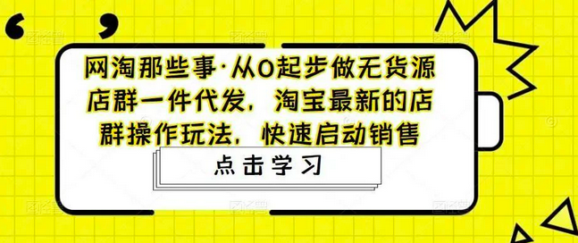 网淘那些事·从0起步做无货源店群一件代发,淘宝最新的店群操作玩法,快速启动销售_拾壹资源网