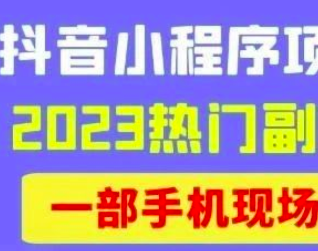 抖音小程序9.0新技巧,2023热门副业项目,动动手指轻松变现_拾壹资源网