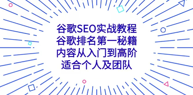 谷歌SEO实战教程：谷歌排名第一秘籍，内容从入门到高阶，适合个人及团队_拾壹资源网