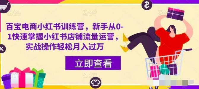 百宝电商小红书训练营,新手从0-1快速掌握小红书店铺流量运营,实战操作轻松月入过万_拾壹资源网