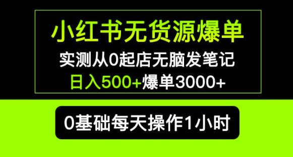 小红书无货源爆单实测从0起店无脑发笔记爆单3000+长期项目可多店_拾壹资源网