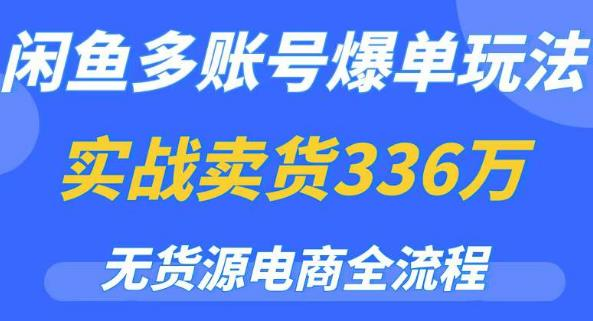 闲鱼多账号爆单玩法,无货源电商全流程,超简单的0门槛变现项目【揭秘】_拾壹资源网