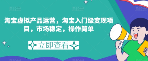 淘宝虚拟产品运营,淘宝入门级变现项目,市场稳定,操作简单_拾壹资源网
