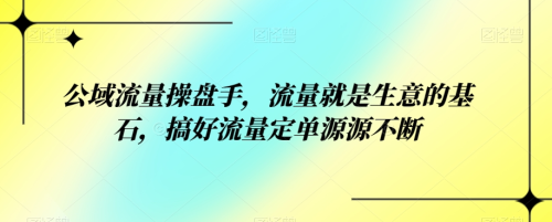 公域流量操盘手，流量就是生意的基石，搞好流量定单源源不断_拾壹资源网