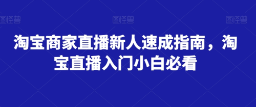 淘宝商家直播新人速成指南，淘宝直播入门小白必看_拾壹资源网