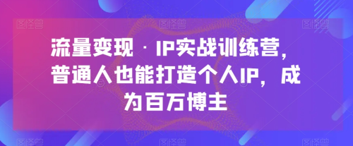 流量变现·IP实战训练营,普通人也能打造个人IP,成为百万博主_拾壹资源网