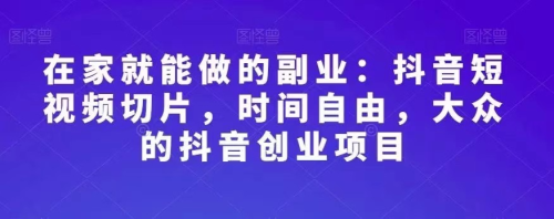 副酬者联盟·在家就能做的副业:抖音短视频切片_拾壹资源网