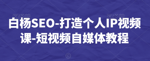 白杨SEO-打造个人IP视频课-短视频自媒体教程_拾壹资源网