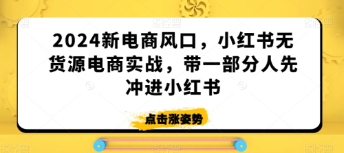 2024新电商风口，小红书无货源电商实战，带一部分人先冲进小红书_拾壹资源网
