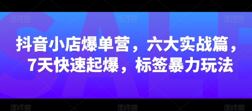 抖音小店爆单营，六大实战篇，7天快速起爆，标签暴力玩法_拾壹资源网