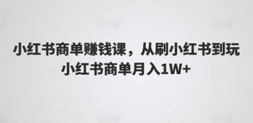 小红书商单赚钱课,从刷小红书到玩小红书商单月入1W+_拾壹资源网