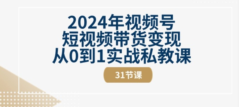 图片[1]_2024年视频号短视频带货变现从0到1实战私教课(31节视频课)