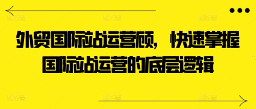 外贸国际站运营顾问，快速掌握国际站运营的底层逻辑_拾壹资源网