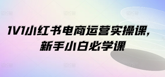 图片[1]_1V1小红书电商运营实操课，新手小白必学课