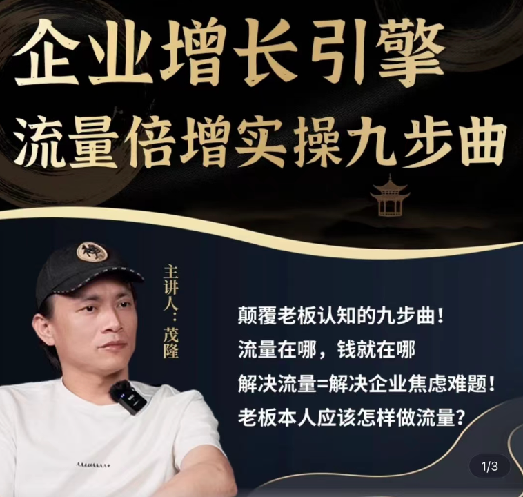图片[1]_【茂隆】企业增长引擎流量倍增实操九步曲，一套课程帮你找到快速、简单、有效、可复制的获客+变现方式