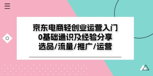 京东电商轻创业运营入门0基础通识及经验分享：选品/流量/推广/运营_拾壹资源网