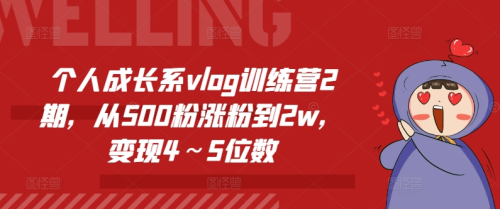 个人成长系vlog训练营2期,从500粉涨粉到2w,变现4~5位数_拾壹资源网