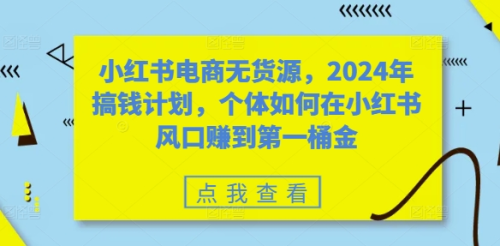 小红书电商无货源,2024年搞钱计划,个体如何在小红书风口赚到第一桶金_拾壹资源网