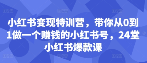 小红书变现特训营，带你从0到1做一个赚钱的小红书号，24堂小红书爆款课_拾壹资源网